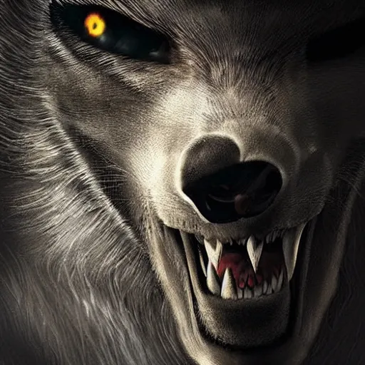 Prompt: werewolf, realistic, horror, dramatic lighting,