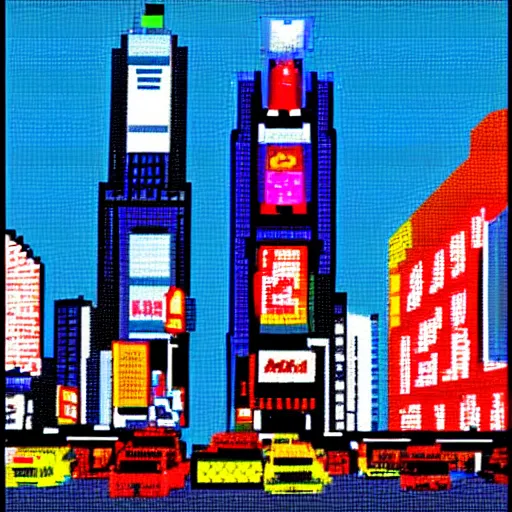 Image similar to times square pixel art 32 bits