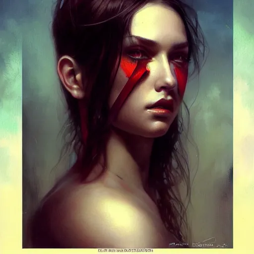 Image similar to painting of a very beautiful girl with muscles, by tom bagshaw, greg rutkowski, wlop