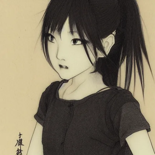 Prompt: young girl by samura hiroaki, detailed