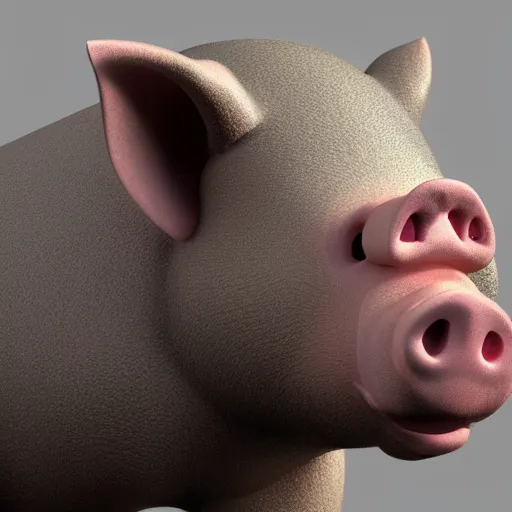 Prompt: a 3 d render of a pig, realistic, ultra high detail, 8 k.
