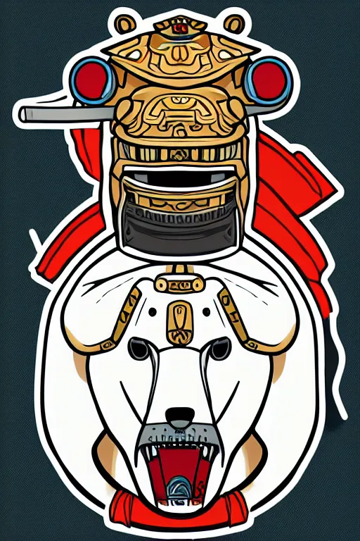 Image similar to Portrait of a polar bear as a samurai, knight, medieval, sticker, colorful, illustration, highly detailed, simple, smooth and clean vector curves, no jagged lines, vector art, smooth