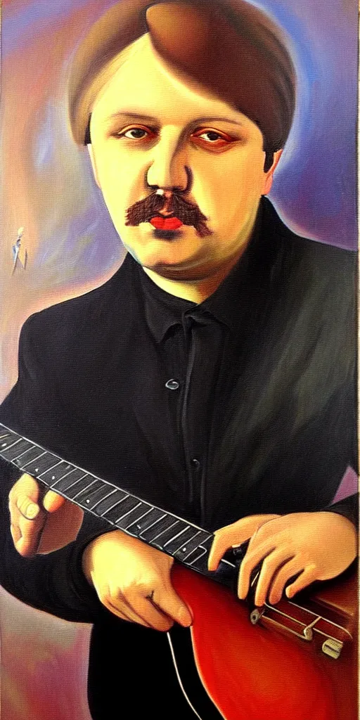 Image similar to portrait painting of alexander nikolaevich bashlachev was a soviet poet, singer - songwriter and guitarist, a performer in russian rock music