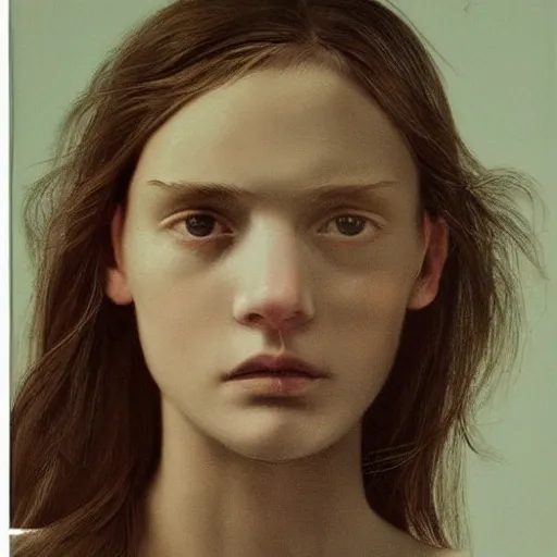 Prompt: close up shot :: portrait of a beautiful girl by Vanessa Beecroft ::