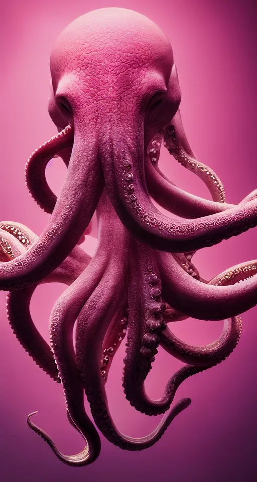 Image similar to A octopus centered-photograph of a pink elephant, film still, dynamic action pose, National Geographic, insane detail, intricate, highly detailed, Zeiss Lens, DSLR photography, smooth, sharp focus, Unreal Engine 5, Octane Render, Redshift, 8K