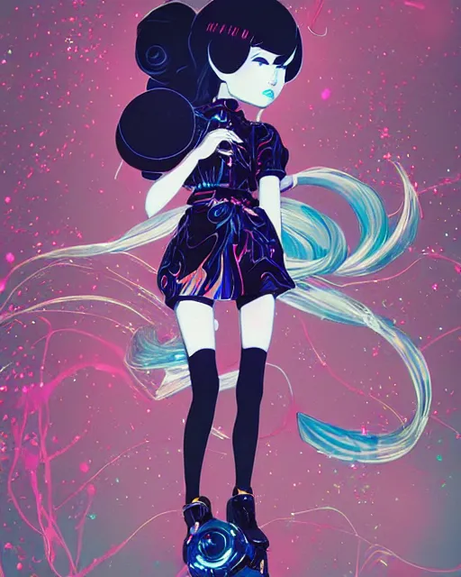 Image similar to james jean isolated vinyl figure harajuku magical girl character design, figure photography, dynamic pose, holographic undertones, motion shapes color design, glitter accents on figure, anime stylized, sharp focus, accurate fictional proportions, high delicate defined details, ethereal lighting