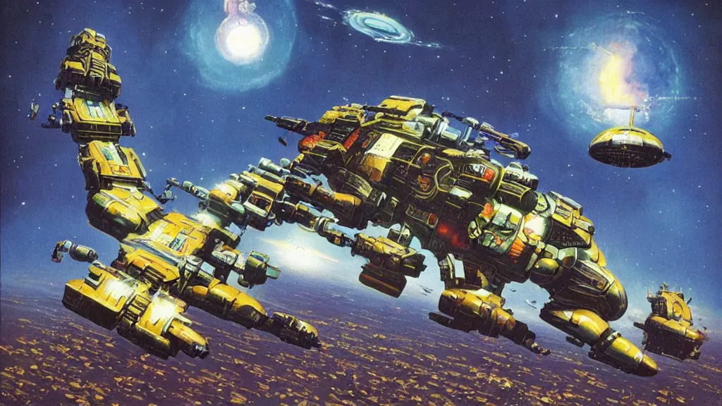 Prompt: A Science Fiction artwork by Chris Foss