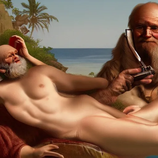 Image similar to dreamt in 5. 7 1 s for @ loo'e's! dream charles darwin in a bikini realistic 4 k photograph