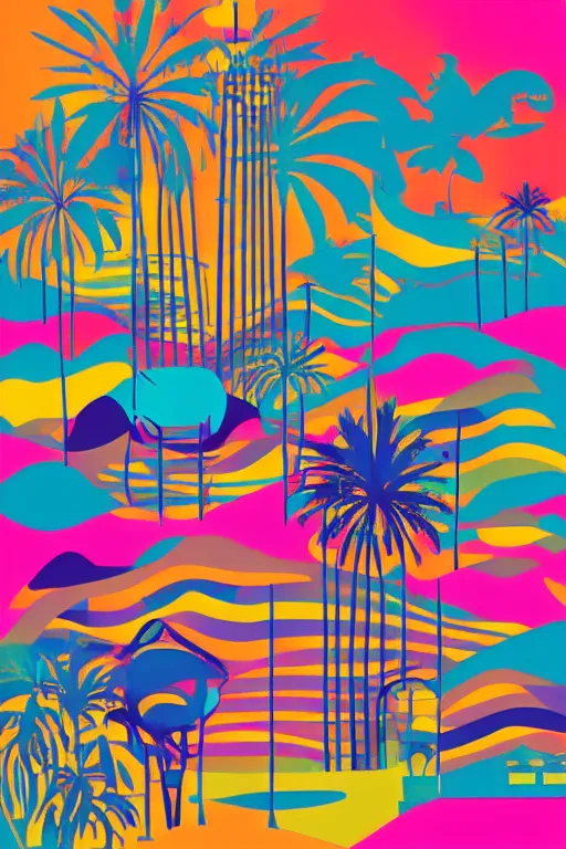 Image similar to minimalist boho style art of colorful los angeles, illustration, vector art