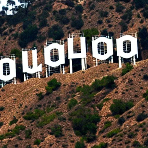 Image similar to The Hollywood sign, but the letters spell STABLEAI