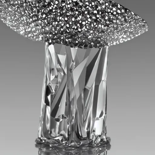 Prompt: a crystal mushroom sharp, jagged, reflective, high detail