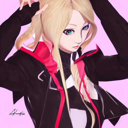 Image similar to Ann Takamaki from Persona 5, elegant, 2d, ultra highly detailed, digital painting, smooth, sharp focus, artstation, portrait art by Ilya Kuvshinov