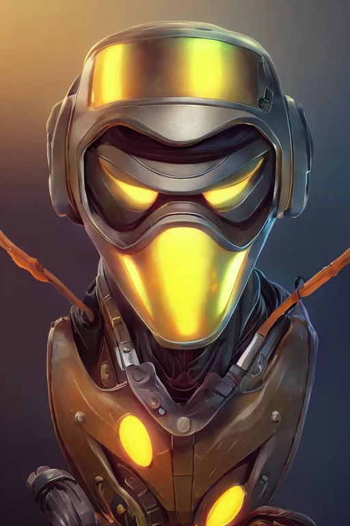 Image similar to epic mask helmet robot ninja portrait stylized as fornite style game design fanart by concept artist gervasio canda, behance hd by jesper ejsing, by rhads, makoto shinkai and lois van baarle, ilya kuvshinov, rossdraws global illumination radiating a glowing aura global illumination ray tracing hdr render in unreal engine 5