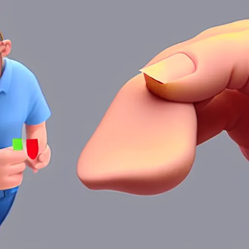 Prompt: a 3d cartoon of a man tasting a bandaid.