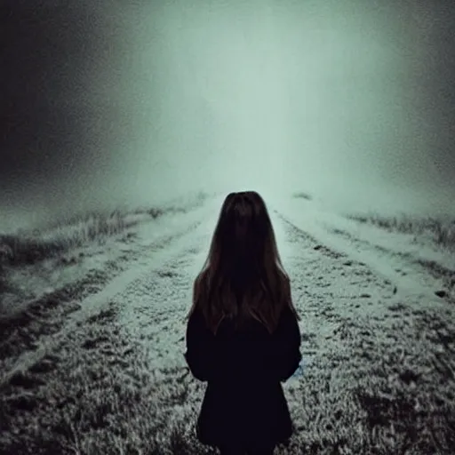 Image similar to girl takes selfie with ghost spirit, dark eerie photo vibes