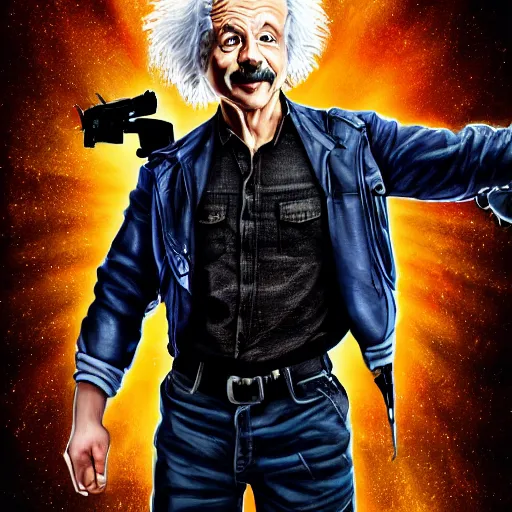 Prompt: action - hero einstein portrait