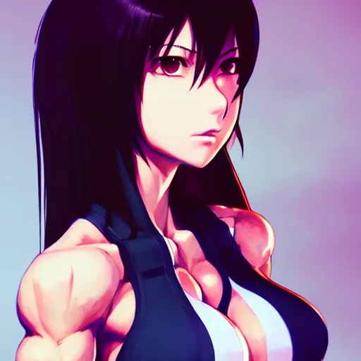 Prompt: buff tifa lockhart, portrait shinkai makoto studio ghibli studio key hideaki anno sakimichan stanley artgerm lau rossdraws james jean marc simonetti elegant highly detailed digital painting artstation pixiv