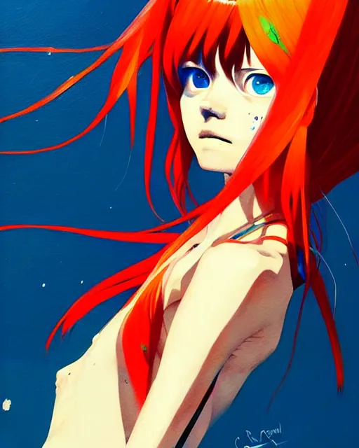 Image similar to a ultradetailed painting of a asuka langley, by conrad roset, greg rutkowski and makoto shinkai trending on artstation