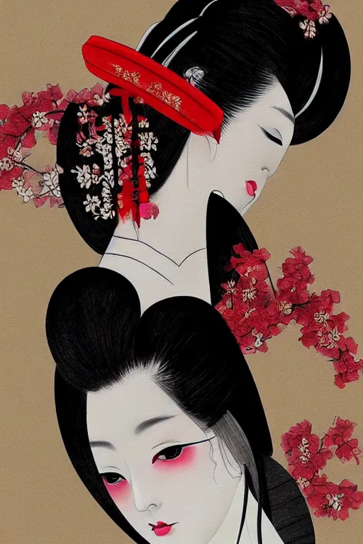 Image similar to sensual and very seductive geisha, digital art, 8k, character, realistic, portrait, photorealism, japan watercolour, masterpiece art