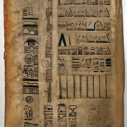 Image similar to ancient egyptian manuscript with pictures of airplanes