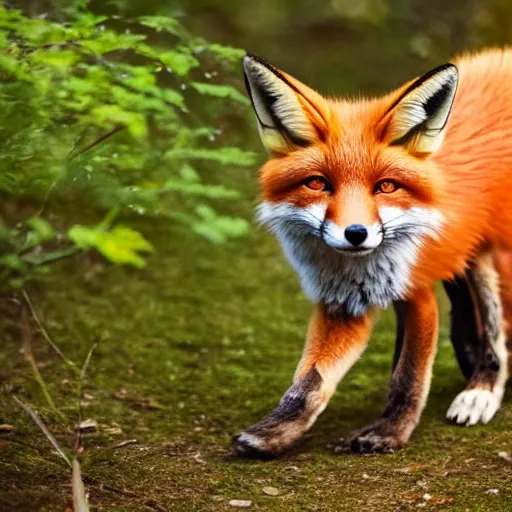 Image similar to Close-up of a fox in a magic forest with toadstools