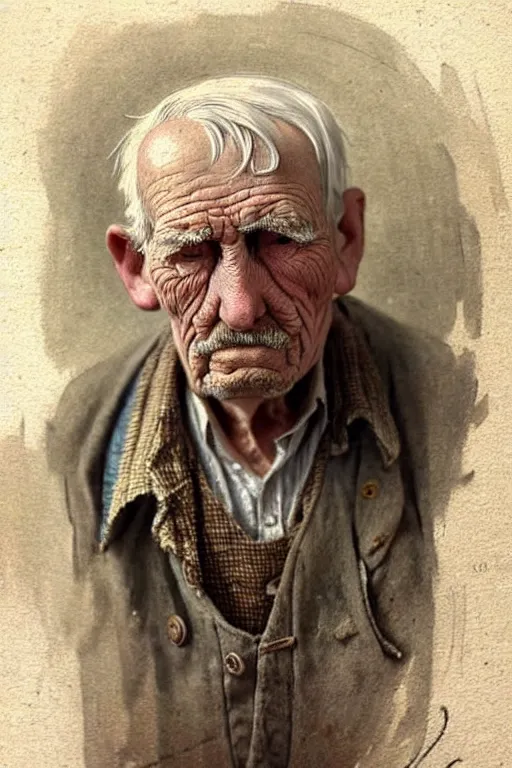 Image similar to ( ( ( ( ( 1 9 5 0 s retro middle age sad farmer face portrait. muted colors. ) ) ) ) ) by jean - baptiste monge!!!!!!!!!!!!!!!!!!!!!!!!!!!!!!