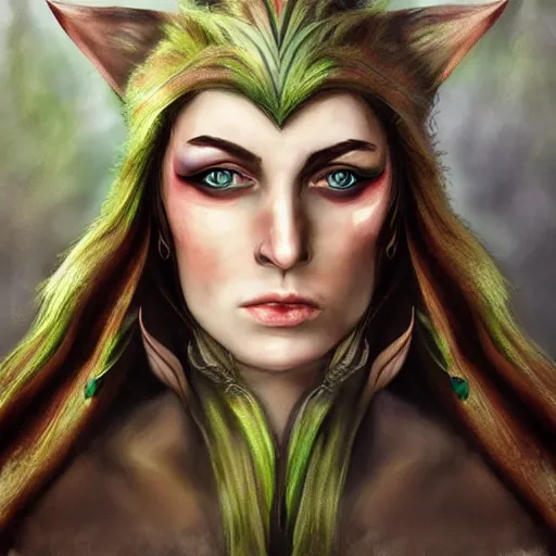 Prompt: a realistic portrait of a female elven warrior, made out of colored smoke