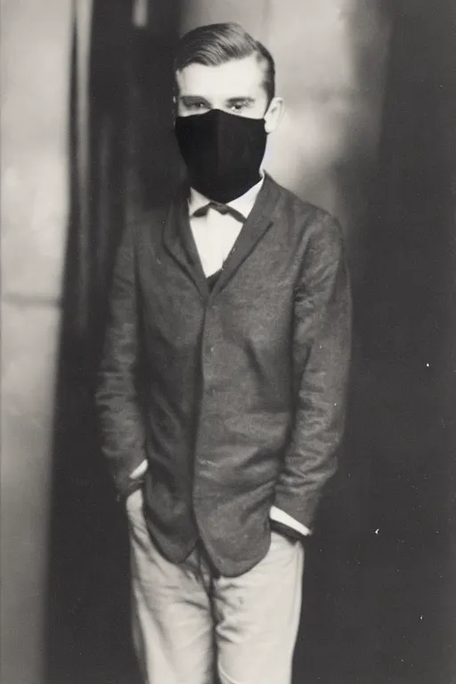 Prompt: studio photo of young man wearing black mask