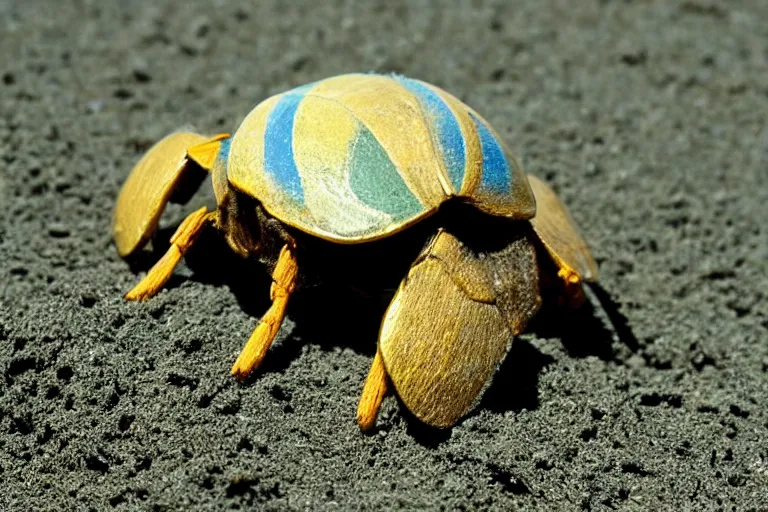 Prompt: beautiful scarab in the sand