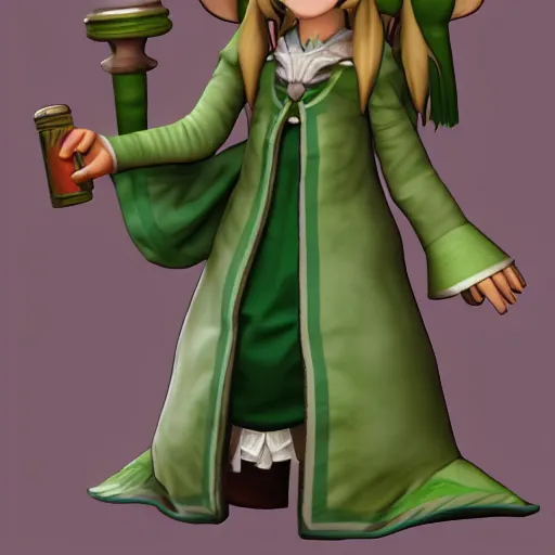 Image similar to cute fumo plush elven apothecary who is an expert at brewing poisons, potionmaster, rpg npc villager, vray caustics