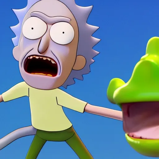 Prompt: rick from rick and morty 3 d render photorealistic ultra - realistic adult swim by kyle lambert