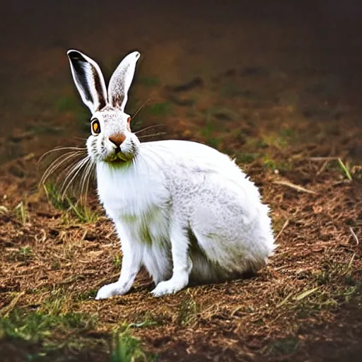 Prompt: a hare - cat - hybrid, animal photography