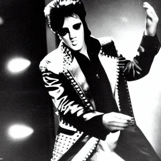 Prompt: photograph of elvis dancing, in alien spaceship