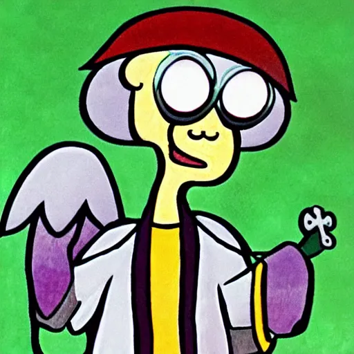 Prompt: squidward as a biblical angel