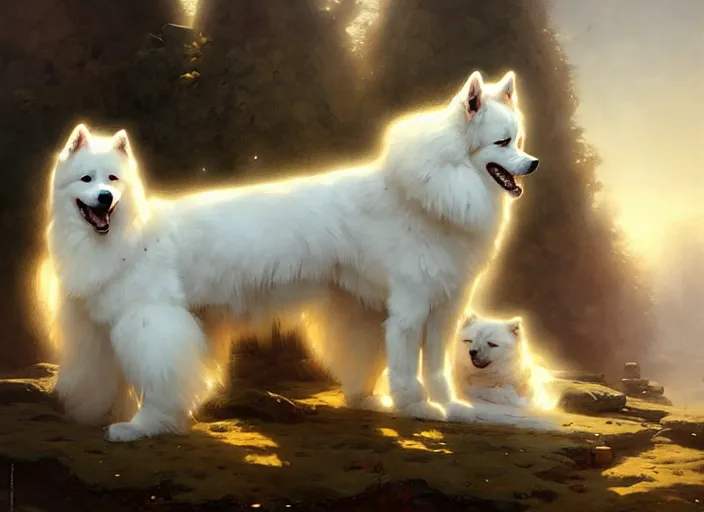 Image similar to samoyed by bayard wu, anna podedworna, gaston bussiere, greg rutkowski