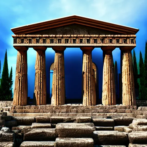 Image similar to 8 k hd detailed octane render of an ancient greek temple