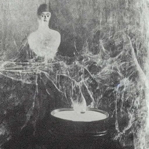 Image similar to creepy!!!!!!!!! 1920 photo taken during a séance showing a spirit medium manifesting ectoplasm
