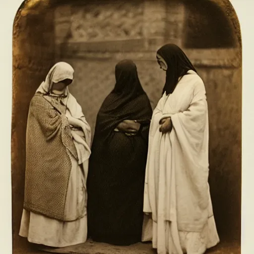 Image similar to photo of 3 women at the tomb of jesus by julia margaret cameron