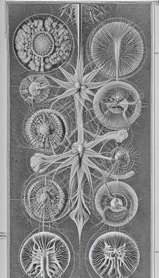 Image similar to the two complementary forces that make up all aspects and phenomena of life, by Ernst Haeckel