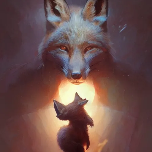 Image similar to A fox hugging the world, dark, intricate, highly detailed, smooth, artstation, digital illustration by Ruan Jia and Mandy Jurgens and Artgerm and Wayne Barlowe and Greg Rutkowski and Frank Frazetta