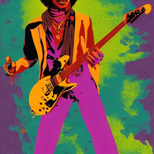 Prompt: Jimi Hendrix by Jeffrey Smith and Erin Hanson and Chad Knight