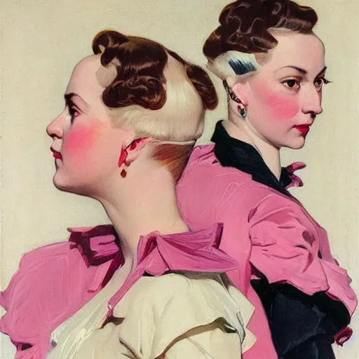 Image similar to portrait of a pink gang, by j. c. leyendecker