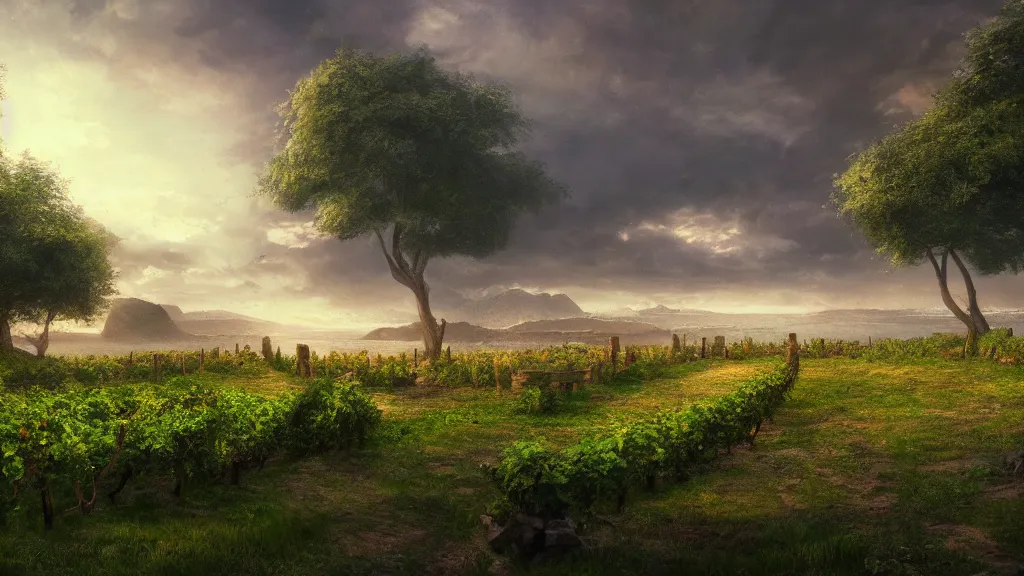 Prompt: shoreline, island, vineyard, arbor, Game of Thrones, volumetric lighting, fantasy artwork, very beautiful scenery, very realistic painting effect, hd, hdr, cinematic 4k wallpaper, 8k, ultra detailed, high resolution, artstation