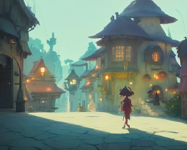 Image similar to fantasy town novigrad, cory loftis, james gilleard, atey ghailan, makoto shinkai, goro fujita, studio ghibli, rim light, exquisite lighting, clear focus, very coherent, plain background, soft painting