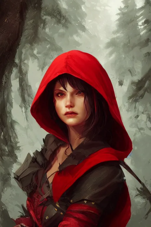 Prompt: amazon red riding hood, d & d, fantasy, portrait, highly detailed, headshot, digital painting, trending on artstation, concept art, sharp focus, illustration, art by artgerm and greg rutkowski and magali villeneuve