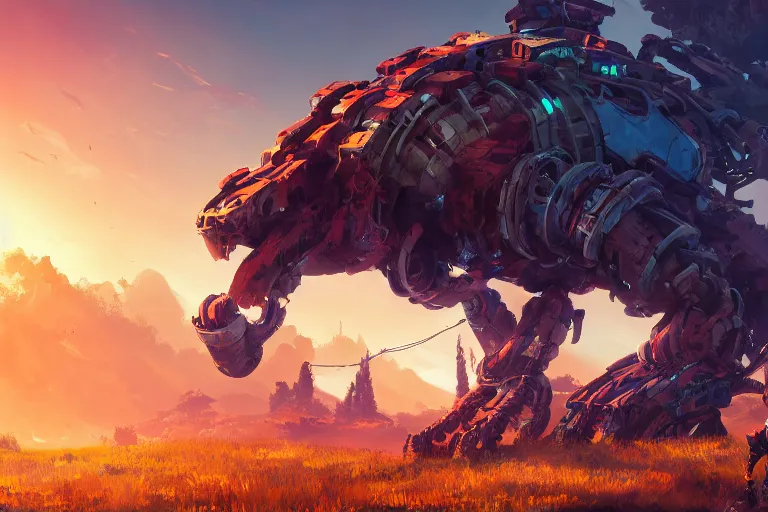 Image similar to burrower machine mecanical creature robot of horizon forbidden west horizon zero dawn bioluminiscence global illumination ray tracing hdr fanart arstation by ian pesty and alena aenami artworks in 4 k