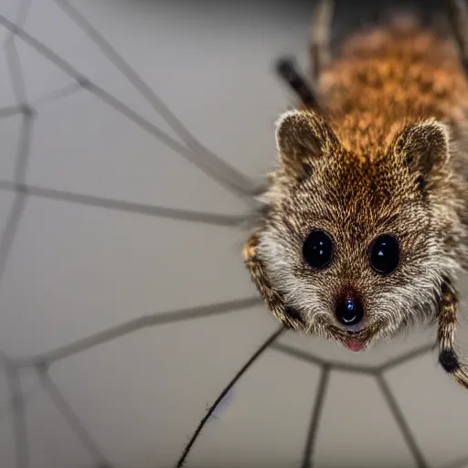 Image similar to spider quokka hybrid, 🕷, happy, bold natural colors, national geographic photography, masterpiece, in - frame, canon eos r 3, f / 1. 4, iso 2 0 0, 1 / 1 6 0 s, 8 k, raw, unedited, symmetrical balance