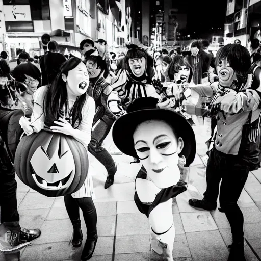 Image similar to group of people having fun on Halloween in Shibuya, amateur film photographer