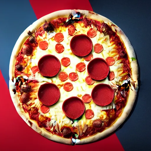 Image similar to photo of Joe Biden as a pizza, 8k, amazing details, octane render