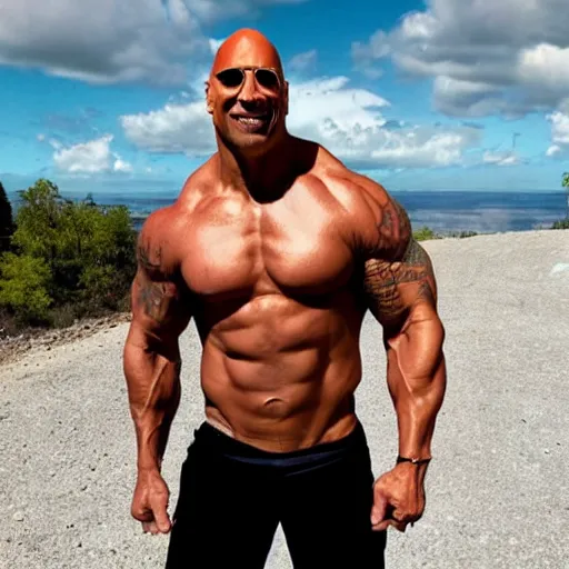 Image similar to skinny dwayne the rock johnson